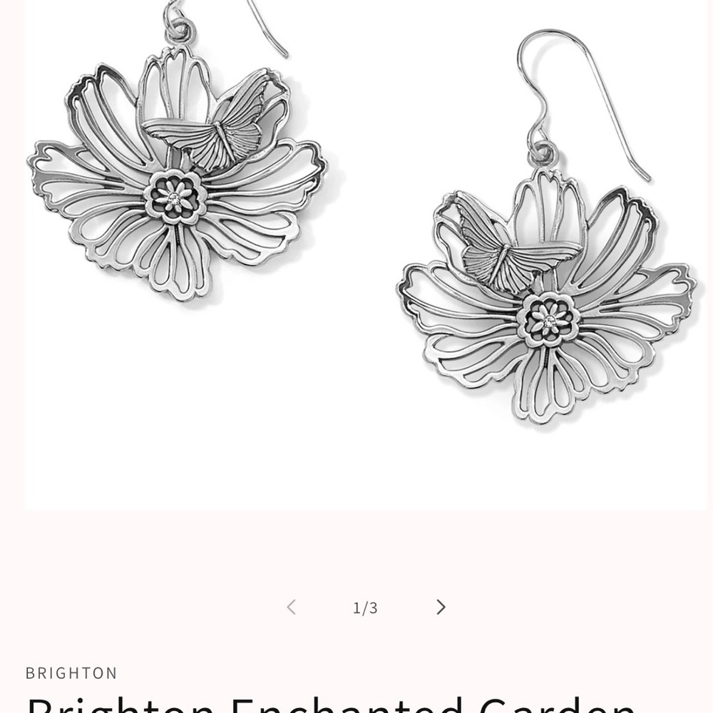 Brighton Silver Flower and Butterfly Drop Earrings - Picture 5 of 5